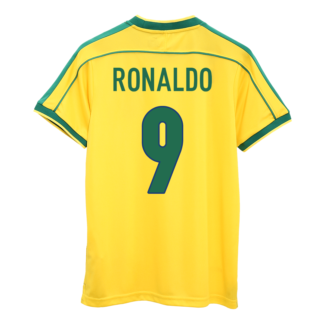 Brazil World Cup 1998 Retro Home Soccer Jersey - RONALDO #9