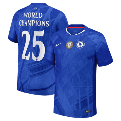 Chelsea 2025/26 Home Soccer Jersey - WORLD CHAMPIONS #25 - with chest badge (Player Edition)