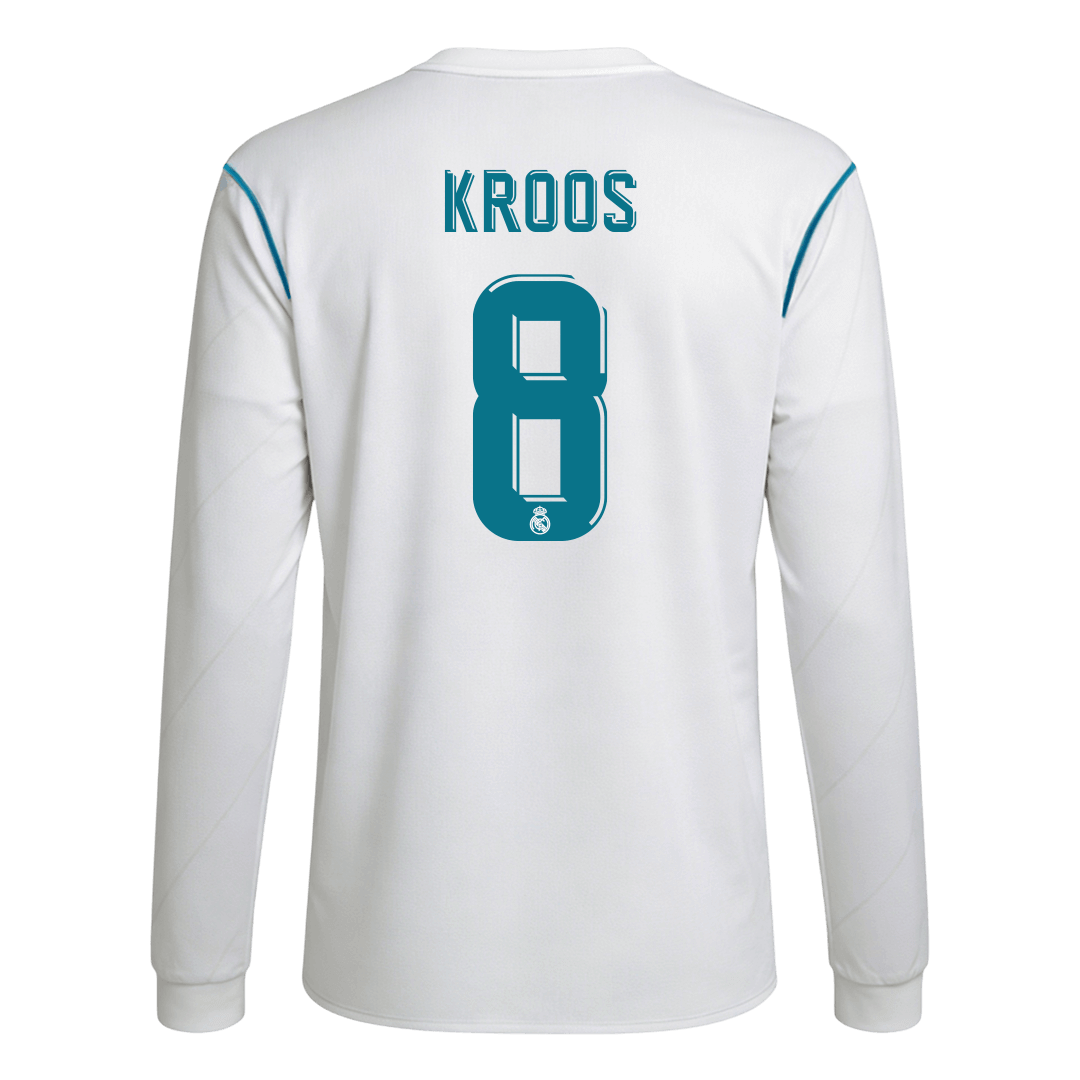 Retro KROOS #8 Men's Real Madrid 2017/18 Home Long Sleeve Soccer Jersey