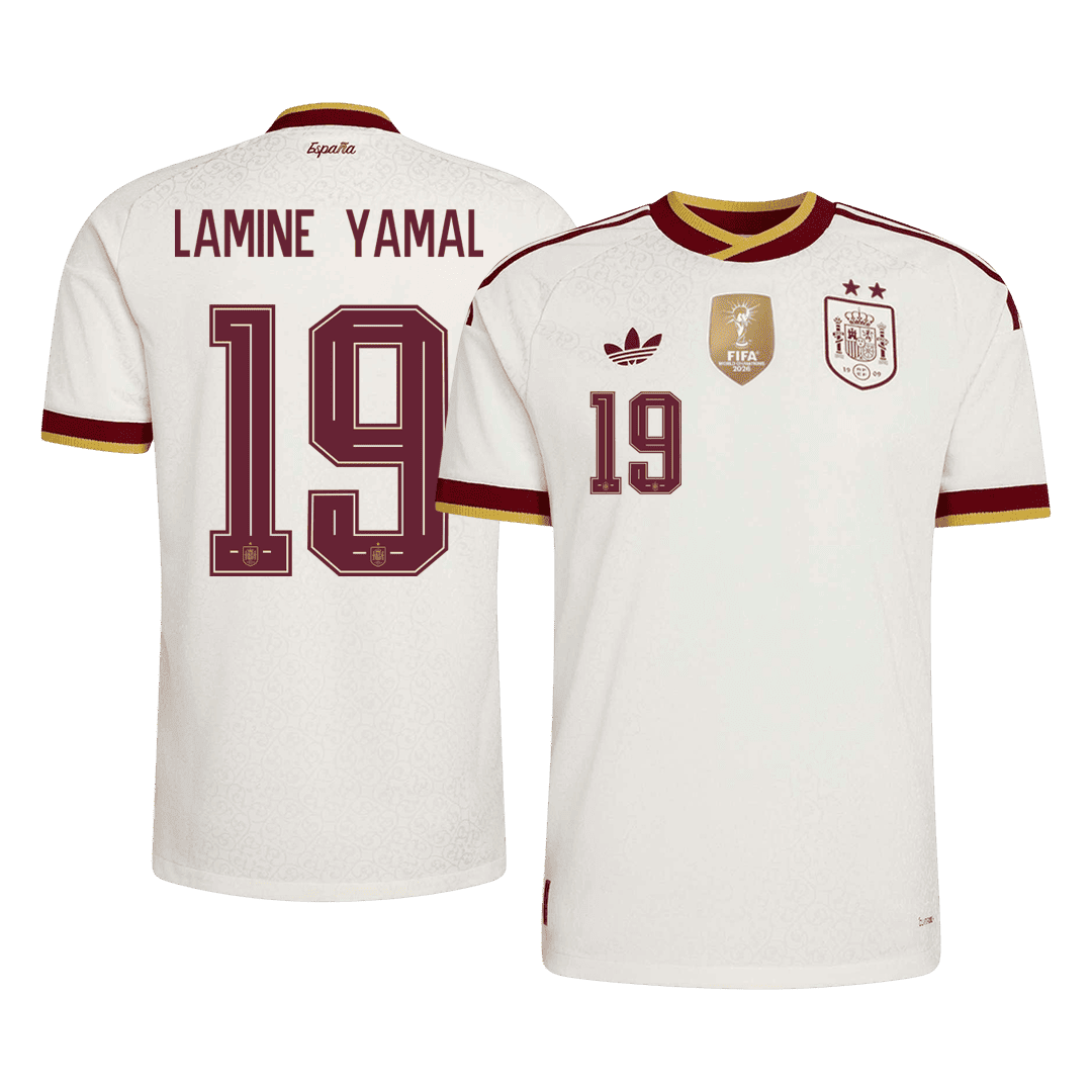 LAMINE YAMAL #19 Men's Spain World Cup 2026 Player Version Champion Edition Away Soccer Jersey