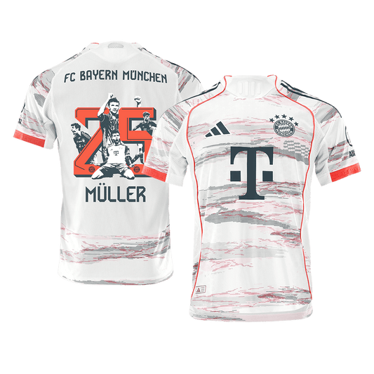 MÜLLER Special #25 Men's Bayern Munich 2025/26 Player Version Away Soccer Jersey - Slim Fit