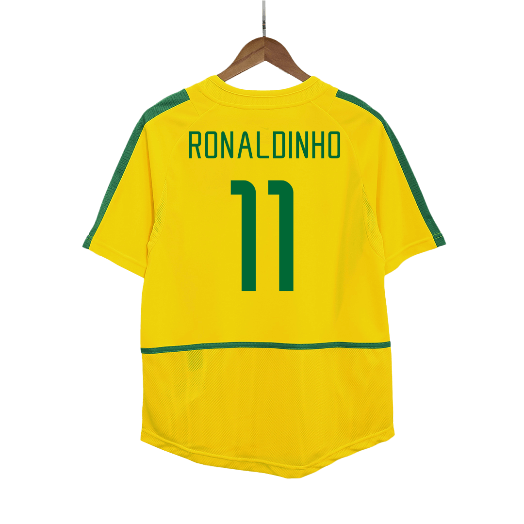 Brazil 2002/03 Retro Home Soccer Jersey - RONALDINHO #11
