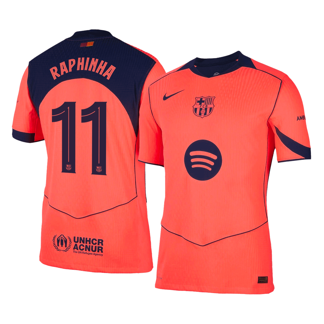 RAPHINHA #11 Men's Barcelona UCL 2025/26 Player Version Third Away Soccer Jersey - Slim Fit