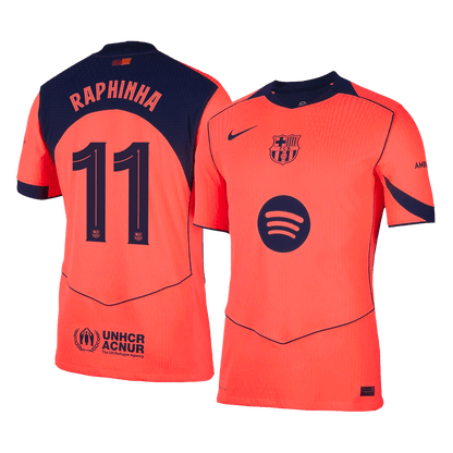 RAPHINHA #11 Men's Barcelona UCL 2025/26 Player Version Third Away Soccer Jersey - Slim Fit