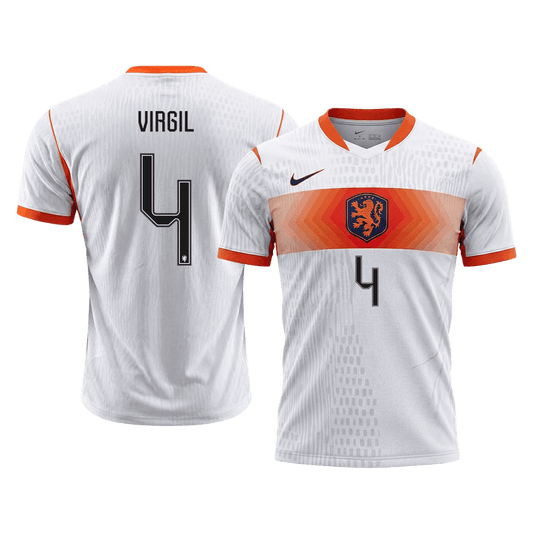VIRGIL #4 Men's Netherlands World Cup 2026 Player Version Away Soccer Jersey - Slim Fit