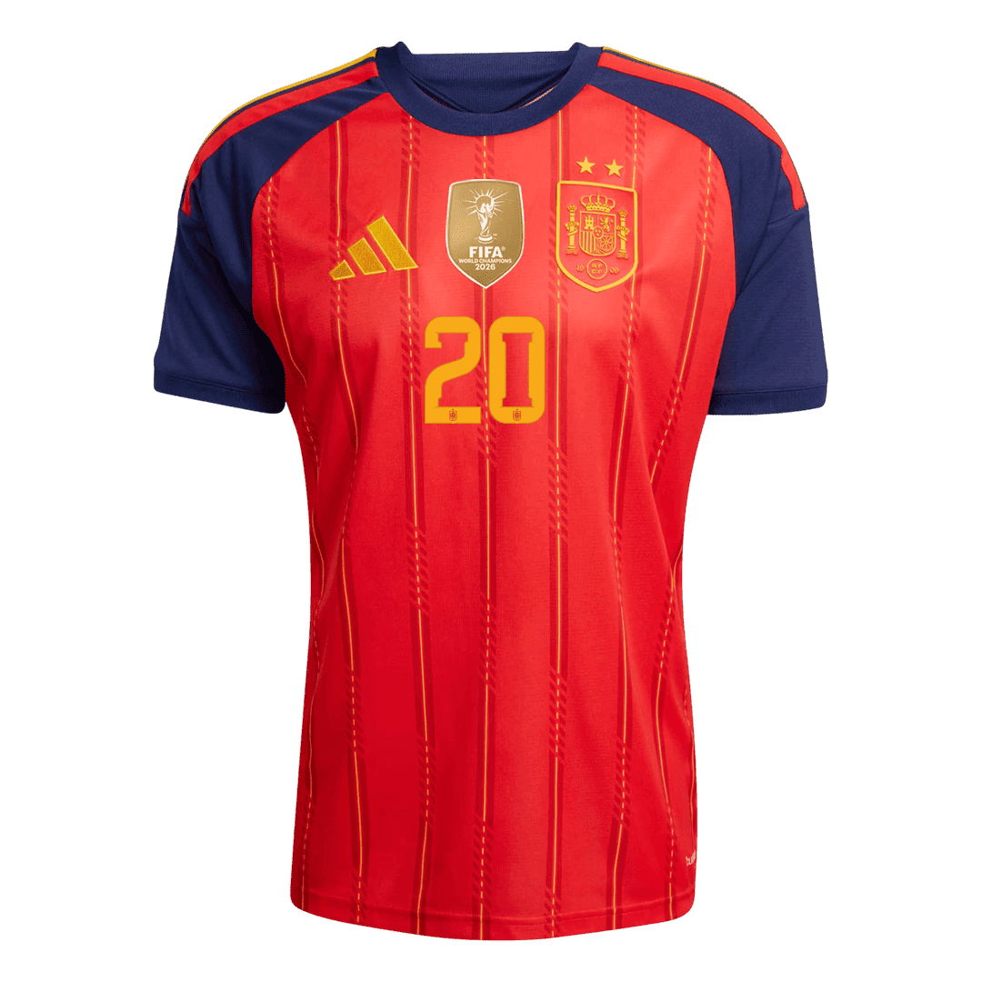 PEDRI #20 Men's Spain World Cup 2026 Champion Edition Home Soccer Jersey