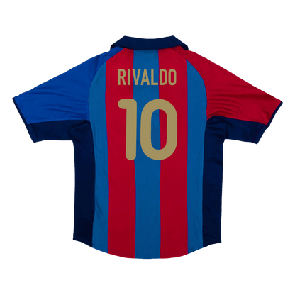 Barcelona 2001/02 Retro Home Soccer Jersey - RIVALDO #10