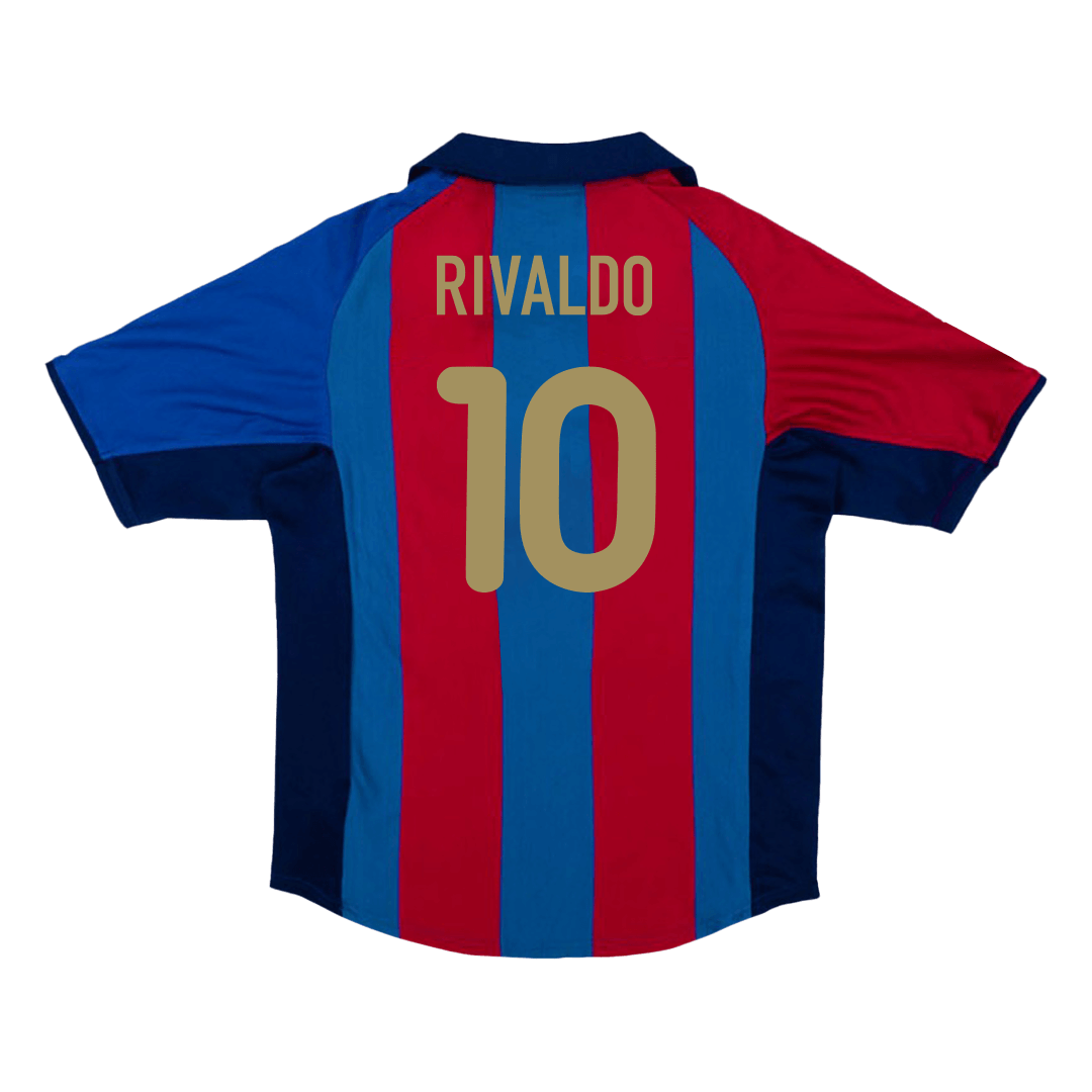 Retro RIVALDO #10 Men's Barcelona 2001/02 Home Soccer Jersey