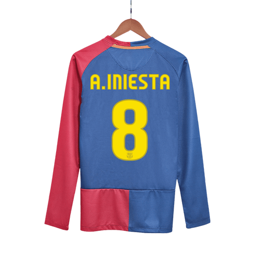 Barcelona 2008/09 Retro Long Sleeve Home Soccer Jersey - A.INIESTA #8 – UCL Final